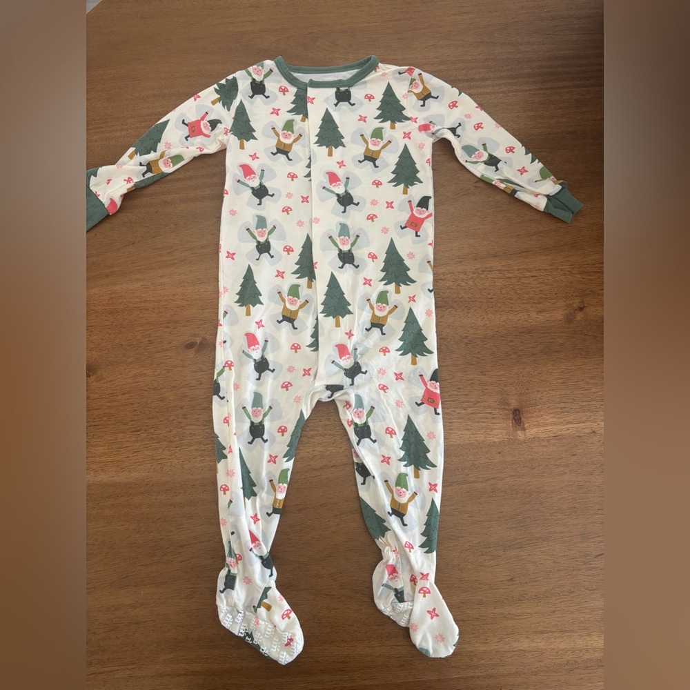 Magnetic Me Elf Print Modal Christmas Footie Pajamas 9-12M